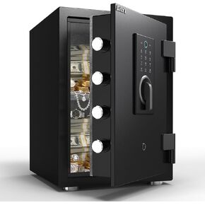 DAYI مقاومة للحريق، 3.0 قدم مكعب، بصمات الأصابع البيومترية، صندوق خزائن مقاوم للحريق للوثائق المنزلية، المال، لوحة اللمس الرقمية الآمنة، نظام إنذار مزدوج - DY-60FP in Kuwait