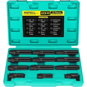 مجموعة مقابس صامولة العروة، مجموعة أدوات إزالة قفل العجلة، مفاتيح رئيسية عالمية 5/6/7/10/12، أدوات الإطارات والعجلات Cr-Mo لصامولة محور ما بعد البيع (11 قطعة) in Kuwait