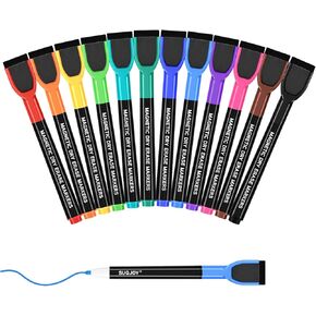 أقلام مسح مغناطيسية جافة مع أغطية ممحاة، طرف رصاصي 1-2 مم، حبر سريع الجفاف ذو رائحة منخفضة، 12 لونًا، مجموعة أقلام تحديد السبورة البيضاء لمكتب تقويم الثلاجة، 12 قطعة in Kuwait