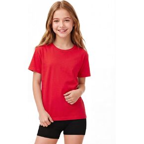 تي شيرت بناتي بأكمام قصيرة تي شيرت أساسي بياقة دائرية وقمصان صيفية للأطفال in Kuwait