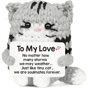 إيجابية الكروشيه القط عيد الميلاد هدايا عيد الميلاد للنساء الرجال ابنة ابن العم العمة العودة إلى المدرسة صديق زميل العمل مكتب ديكور المنزل الخريف الدعم العاطفي الملهم فكرة هدية الحيوانات الكروشيه in Kuwait