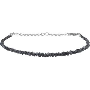 2-3mm Natural Rough Diamond Bracelet – 925 Sterling Silver Chain & Lock – Raw Uncut Diamond Beads – 22CM in Kuwait