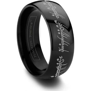 Precious LOTR Lord of The Rings Engraved Tungsten Band 6MM 8MM | Tungsten Carbide | 8mm | Laser Engraved | Comfort Fit | Scratch Resistant | Free Size Exchanges | Durable in Kuwait