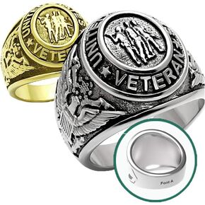 YVO Customizable Veteran Ring - Free Engraving Included - High Polished Steel or Gold Plating in Saudi Arabia