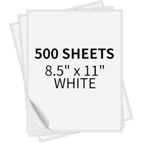 ملصقات ورقية كاملة مقاس 8.5 بوصة × 11 بوصة، ورق لاصق أبيض غير لامع، ورق ملصقات شحن كبير لطابعة الليزر النافثة للحبر، عدد 500 in Kuwait