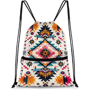 حقيبة ظهر برباط من ازتيك بوهو بنمط هندسي مقاومة للماء حقيبة رياضية حقيبة رياضية مع جيب جانبي للرجال والنساء in Kuwait