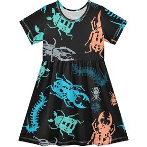 Fisyme Girls Dress Short Sleeve Kids Toddler Girl Casual Dresses in Saudi Arabia
