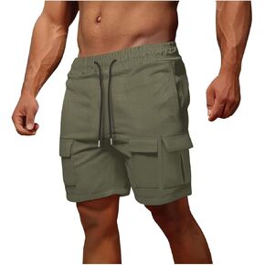 Dgoopd Men's Cargo Shorts Elastic Waistband Drawstring Big and Tall Work Shorts Outdoor Summer Hiking Cropped Cargo Pants in Saudi Arabia