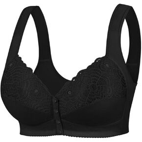 حمالة صدر بإغلاق أمامي للنساء، حمالة صدر مبطنة لاسلكية بتغطية كاملة مع تفاصيل من الدانتيل، حمالة صدر داعمة مقاس كبير لكبار السن in Kuwait