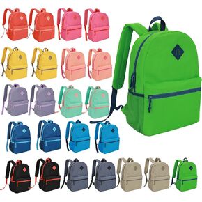 6-Pack 17" School Backpacks - Bulk Wholesale Bookbags for Elementary Kids, Middle, and High School Boys Girls, Assorted 6 Colors, Durable Reliable mochila to give away in Kuwait