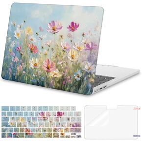 حافظة MOSISO متوافقة مع جهاز MacBook Air 13 بوصة 2026 2025 2024-2022 M4 A3240 M3 A3113 M2 A2681، غطاء صلب من البلاستيك وغطاء لوحة مفاتيح وواقي شاشة لجهاز MacBook Air 13.6 بوصة، بتلات ملونة in Kuwait