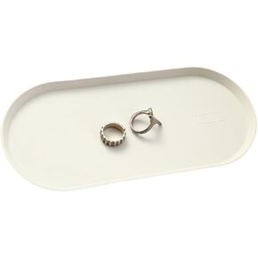 صينية تزيين من السيليكون - صينية بيضاوية للحمام والحوض (8.66 × 3.94 بوصة) منظم مجوهرات آمن للغسل في غسالة الأطباق للحمام والمكتب والزينة ومستحضرات التجميل (أخضر) in Kuwait