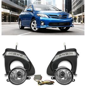 مصباح ضباب HECASA مع إطار متوافق مع تويوتا كورولا 2011-2013 مع مصابيح LED للجري أثناء النهار وغطاء مصباح الضباب الأمامي، قطعتان من جانب السائق والراكب in Kuwait