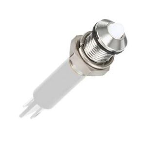 APEM Inc., Q8P5CXXHG02E, Panel Mount LED Indicator - 8mm - Hyper Bright Green - No Resistor - Prominent - Bright Chrome Bezel - Wires - IP67 (1 Item/s) in Saudi Arabia