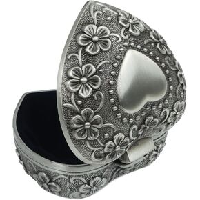 صندوق مجوهرات حلية معدنية عتيقة، منظم مجوهرات صغير على شكل قلب وزهرة عباد الشمس العتيقة وحامل حلقة الصدر، أقراط وقلادة صندوق تخزين صندوق تذكار للنساء (قلب عباد الشمس) in Kuwait