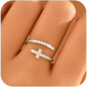 خواتم الصليب عيد الفصح الذهب للنساء، 925 الفضة الاسترليني تشيكوسلوفاكيا الصليب التفاف الفرقة المفتوحة الإيمان الطهارة الصلاة الدائري هيبوالرجينيك المعمودية المسيحية المجوهرات الدينية هدية عيد الفصح لذيذ لأمي حجم 6-7 in Kuwait