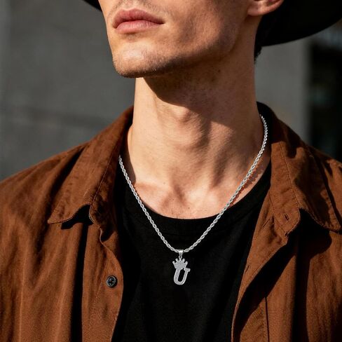 A-Z Initial Necklace Crown Necklace for Men Women Hip Hop Jersery for Father Mom Husband Alphabet Name Jewelry Gift Everyday Minimalist Accessories Anniversaries Birthdays in Saudi Arabia