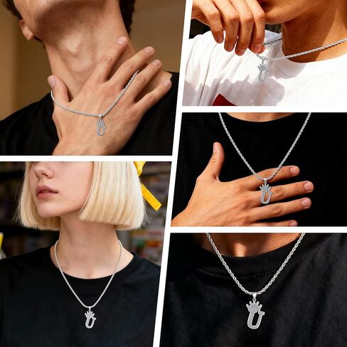 A-Z Initial Necklace Crown Necklace for Men Women Hip Hop Jersery for Father Mom Husband Alphabet Name Jewelry Gift Everyday Minimalist Accessories Anniversaries Birthdays in Saudi Arabia