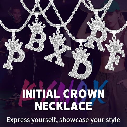 A-Z Initial Necklace Crown Necklace for Men Women Hip Hop Jersery for Father Mom Husband Alphabet Name Jewelry Gift Everyday Minimalist Accessories Anniversaries Birthdays in Saudi Arabia