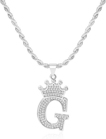 A-Z Initial Necklace Crown Necklace for Men Women Hip Hop Jersery for Father Mom Husband Alphabet Name Jewelry Gift Everyday Minimalist Accessories Anniversaries Birthdays in Saudi Arabia