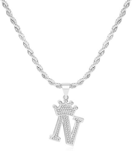 A-Z Initial Necklace Crown Necklace for Men Women Hip Hop Jersery for Father Mom Husband Alphabet Name Jewelry Gift Everyday Minimalist Accessories Anniversaries Birthdays in Saudi Arabia