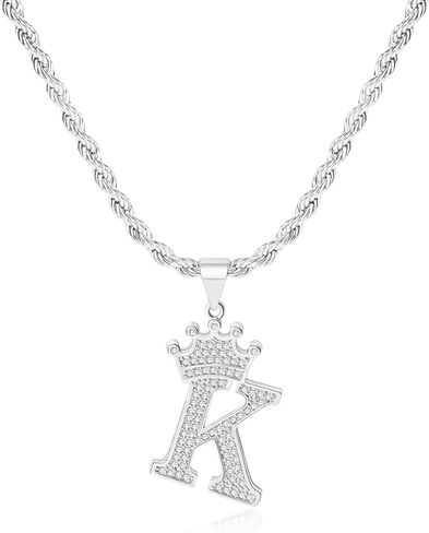 A-Z Initial Necklace Crown Necklace for Men Women Hip Hop Jersery for Father Mom Husband Alphabet Name Jewelry Gift Everyday Minimalist Accessories Anniversaries Birthdays in Saudi Arabia