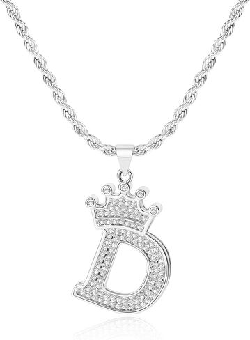 A-Z Initial Necklace Crown Necklace for Men Women Hip Hop Jersery for Father Mom Husband Alphabet Name Jewelry Gift Everyday Minimalist Accessories Anniversaries Birthdays in Saudi Arabia