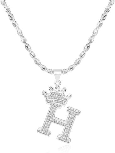 A-Z Initial Necklace Crown Necklace for Men Women Hip Hop Jersery for Father Mom Husband Alphabet Name Jewelry Gift Everyday Minimalist Accessories Anniversaries Birthdays in Saudi Arabia