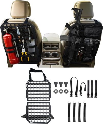 Molle Panel Alloy Metal Rigid Truck organizer Universal For truck Ford Jeep Ram Adjustable - Versatile Panel - Stronger Than Plastic - 4 iron Loop Fasteners - Eco-Friendly (Matte black metal panel) in Saudi Arabia