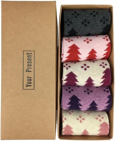 5 Pairs Christmas Reindeer Socks for Women, Christmas Socks Perfect Christma Gift for Family in Saudi Arabia