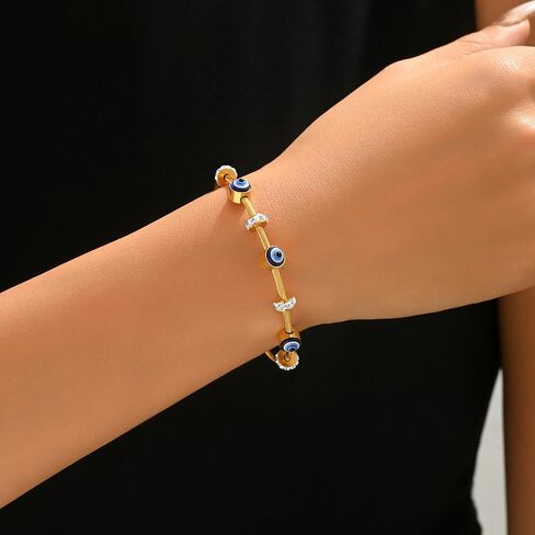 SUYACS الفضة عين الشر سلك الكفة الأساور للنساء 14K مطلية بالذهب محظوظ مكعب زركونيا الخرز الإسورة سوار التيتانيوم الصلب واقية تميمة كومة الصداقة مجوهرات هدايا عيد ميلاد لابنتها in Kuwait