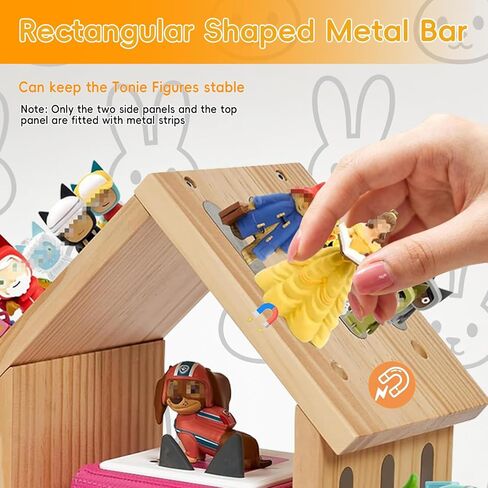 رف المنزل المغناطيسي من أجل Tonies - مساحة تخزين على الحائط أو سطح المكتب لصندوق Tonie Box 1 و2، ينظم 12-40 شخصية، ديكور غرفة الأطفال مع أشرطة لاصقة إضافية مكونة من بكرتين in Kuwait