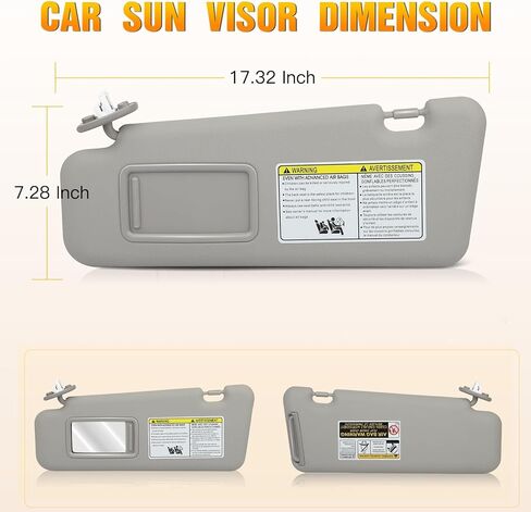 Left & Right Sides Sun Visor with Sunroof Fit for 2008 2009 2010 2011 2012 2013 for Toyota Highlander Gray Sunvisor Replace 74320-48500-B0,74320-0E050-B0,74320-0E051-B0,74310-48520-B0,74320-48490-B0 in Saudi Arabia