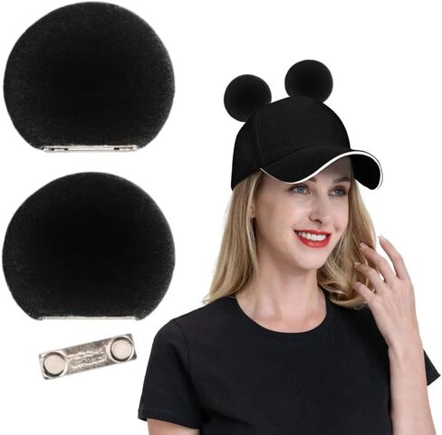 Magnetic Mouse Ears for Hats, Detachable Ear Clips, Hat Accessories Decor Gift for Baseball Caps Trucker Hats Hoodies, Black in Saudi Arabia