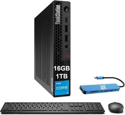 Lenovo ThinkStation P360 Tiny Workstation (Intel 12-Core i7-12700T, 32GB DDR5 RAM, 1TB SSD, NVIDIA T1000 8GB GPU) Mini Business Desktop PC, w/IST Keyboard, Mouse, 3-Year Warranty, Win 11 Pro, 2024 in Saudi Arabia