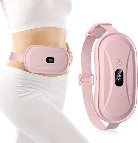 Portable Electric Heating Pad for Period Cramps, Menstrual Heating Pads with 4 Heat Levels and 4 Vibrating Modes for Women Stomach Pain Relief-Pink in Saudi Arabia