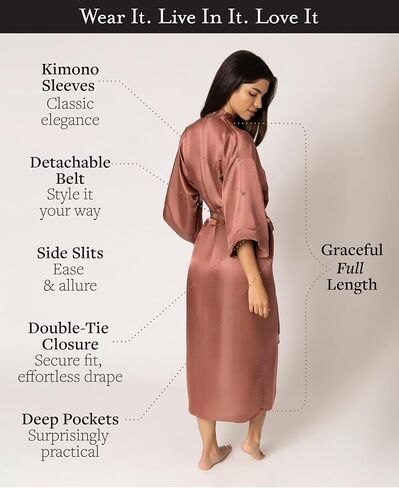 رداء تارا سارتوريا الحريري الفاخر للنساء، 27 أم، قابل للغسل، XS-4XL، Oprah Daily 2025 in Kuwait