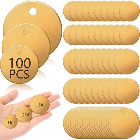 100 قطعة 1.25 بوصة علامات نحاسية صلبة لختم علامات نحاسية مستديرة علامات صمام فارغة علامات ذهبية ختم الفراغات علامة مع ثقب للحيوانات الأليفة والنباتات والأبواب وصمامات الأنابيب وأدوات المعدات والمفاتيح in Kuwait