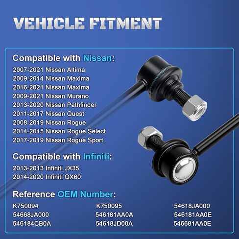 K750094 K750095 Front Sway Bar Stabilizer End Links Compatible with 2007-2021 Nissan Altima Maxima Murano Pathfinder Quest Rogue 2008 2009 2010 2011 2012 2013 2014 2015 2016 2017 2018 2019 2020 in Saudi Arabia