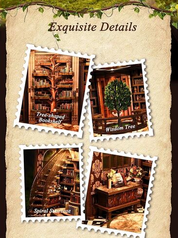 Rotbakmin Book Nook Kits for Aduts, Teens, DIY Miniature House Library Dollhouse Booknook, 3D Wooden Puzzle, Tiny/Mini Home Diorama Building, Bookshelf Decor with Led Light, Clear Dust Cover in Saudi Arabia