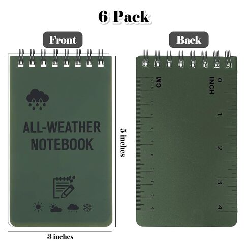 Chanumetal 6 Pack Waterproof Notepad, 3x5 Inch Pocket Notebook with 50 Sheets, Police Notepad Pocket Sized All Weather Notebook for Outdoor Office Home Memo (Black) in Saudi Arabia