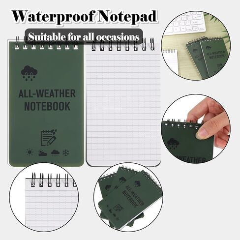 Chanumetal 6 Pack Waterproof Notepad, 3x5 Inch Pocket Notebook with 50 Sheets, Police Notepad Pocket Sized All Weather Notebook for Outdoor Office Home Memo (Black) in Saudi Arabia