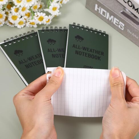 Chanumetal 6 Pack Waterproof Notepad, 3x5 Inch Pocket Notebook with 50 Sheets, Police Notepad Pocket Sized All Weather Notebook for Outdoor Office Home Memo (Black) in Saudi Arabia