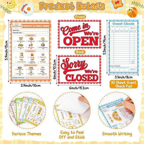 TICIAGA Kids Pretend Play Notepads - 9PCS 4x6 In Playtime Pad Included Breakfast Dinner Desert Coffee Menu Notepad 30 Page Pretend Notebook Imaginative Role for Toddler Kid Play Game, Restaurant Menu in Saudi Arabia