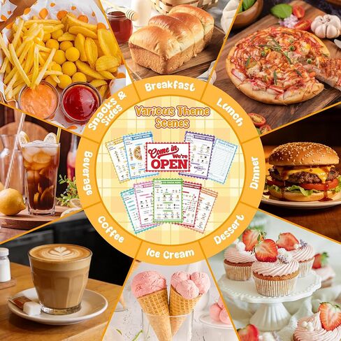 TICIAGA Kids Pretend Play Notepads - 9PCS 4x6 In Playtime Pad Included Breakfast Dinner Desert Coffee Menu Notepad 30 Page Pretend Notebook Imaginative Role for Toddler Kid Play Game, Restaurant Menu in Saudi Arabia