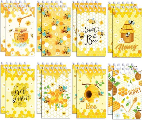 24 Pcs Mini Bee Themed Notepads Honeybee Party Favors Honeybee Spiral Pocket Notepads Goodie Bag Stuffers Notepads Spiral Mini Notebooks for Teens Teacher Reward in Saudi Arabia