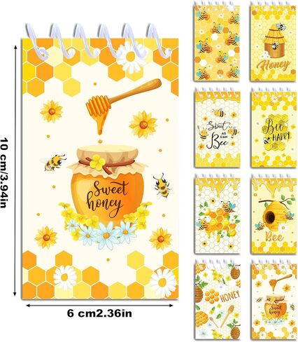 24 Pcs Mini Bee Themed Notepads Honeybee Party Favors Honeybee Spiral Pocket Notepads Goodie Bag Stuffers Notepads Spiral Mini Notebooks for Teens Teacher Reward in Saudi Arabia