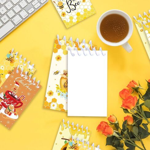 24 Pcs Mini Bee Themed Notepads Honeybee Party Favors Honeybee Spiral Pocket Notepads Goodie Bag Stuffers Notepads Spiral Mini Notebooks for Teens Teacher Reward in Saudi Arabia