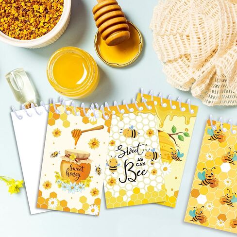 24 Pcs Mini Bee Themed Notepads Honeybee Party Favors Honeybee Spiral Pocket Notepads Goodie Bag Stuffers Notepads Spiral Mini Notebooks for Teens Teacher Reward in Saudi Arabia