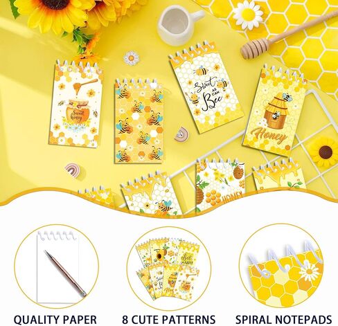 24 Pcs Mini Bee Themed Notepads Honeybee Party Favors Honeybee Spiral Pocket Notepads Goodie Bag Stuffers Notepads Spiral Mini Notebooks for Teens Teacher Reward in Saudi Arabia